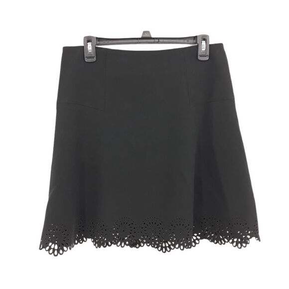 Ann Taylor Loft Acedemia Aline Floral Laser Cutout Scalloped Hem Skirt Blk Sz 6 - Picture 3 of 12